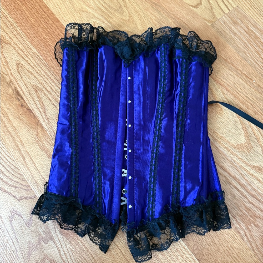 Elegant Purple Corset with Black Lace Trim